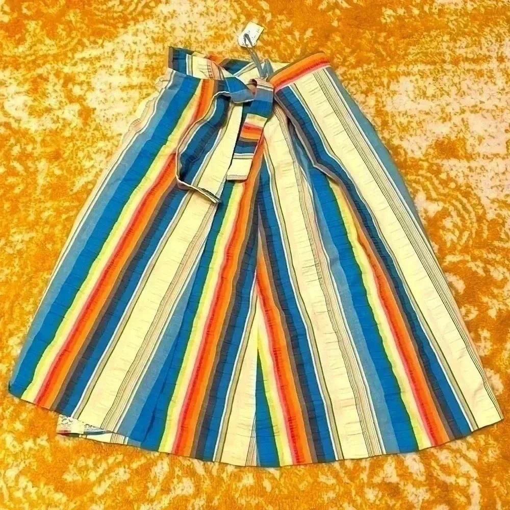 Inger McCabe, vintage cotton rainbow striped wrap skirt small